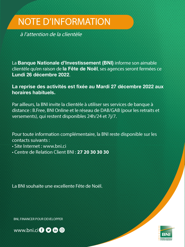 NOTE D'INFORMATION- NOEL 2022