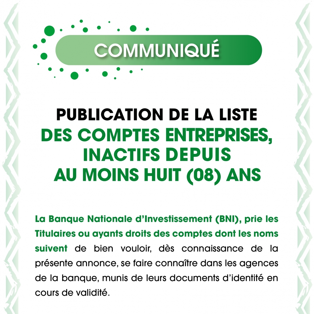 Liste des comptes inactifs personnes morales - JUIN 2023