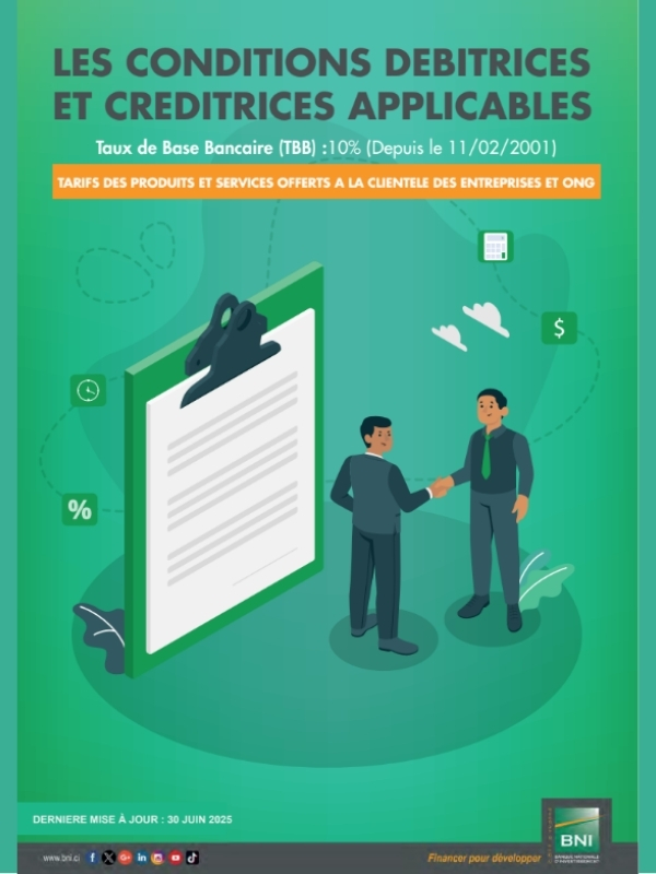 CONDITIONS DE BANQUE POUR LES ENTREPRISES (MAJ 30 JUIN 2025)