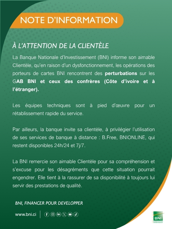 NOTE D'INFORMATION- Perturbation sur les GAB