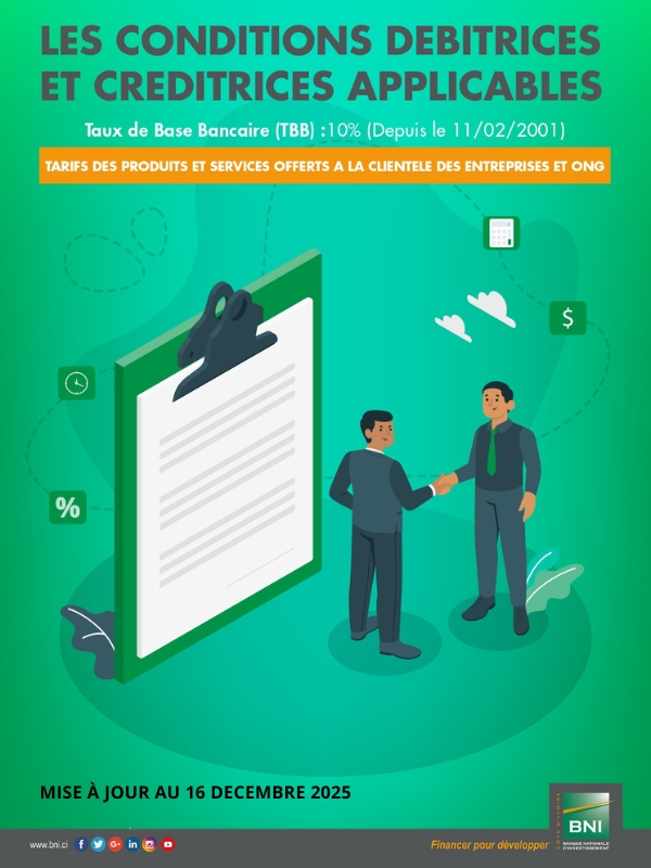 CONDITIONS DE BANQUE POUR LES ENTREPRISES (MAJ 16 D�CEMBRE 2025