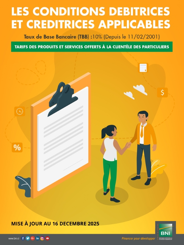 CONDITIONS DE BANQUE POUR LES PARTICULIERS (MAJ 16 D�CEMBRE 2025)